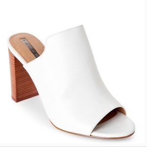 TAHARI White Peep Toe Block Heel Mule